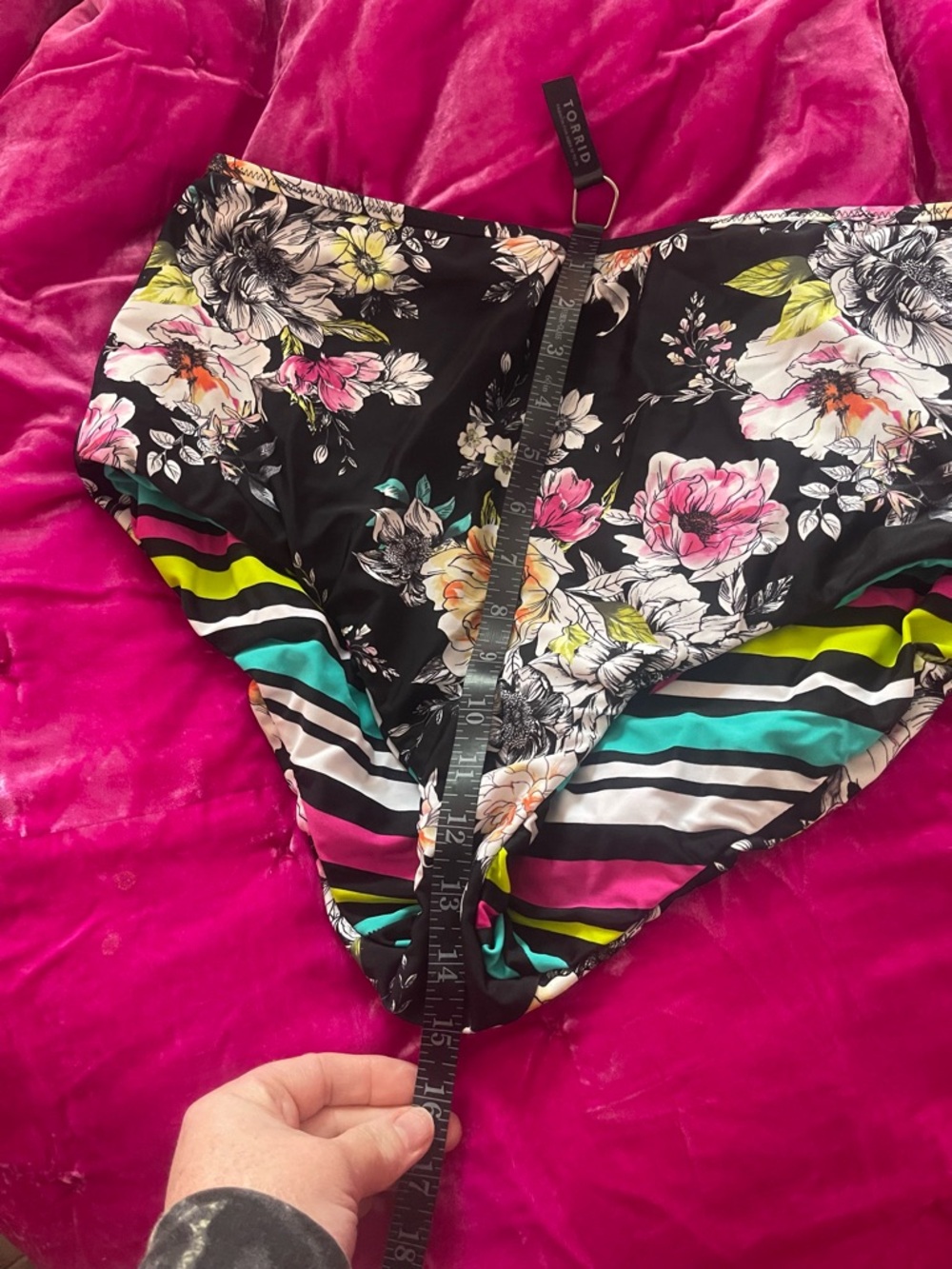 torrid Black Floral & Multicolor Stripe Girls' Swim Bottoms